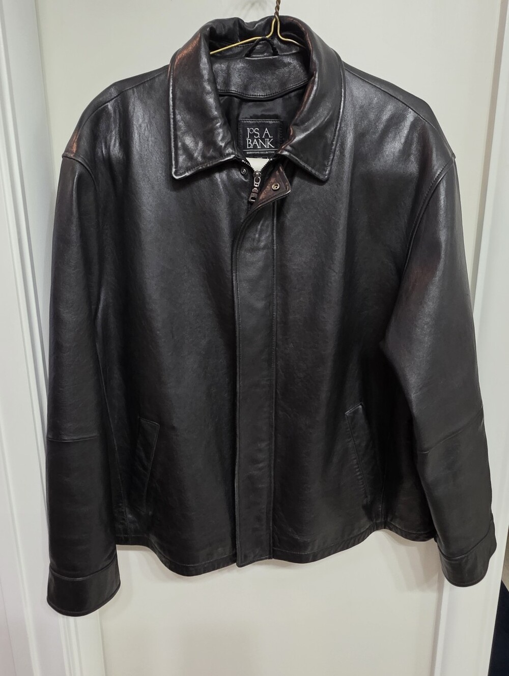 Jos. A. Bank Black Leather Bomber Jacket